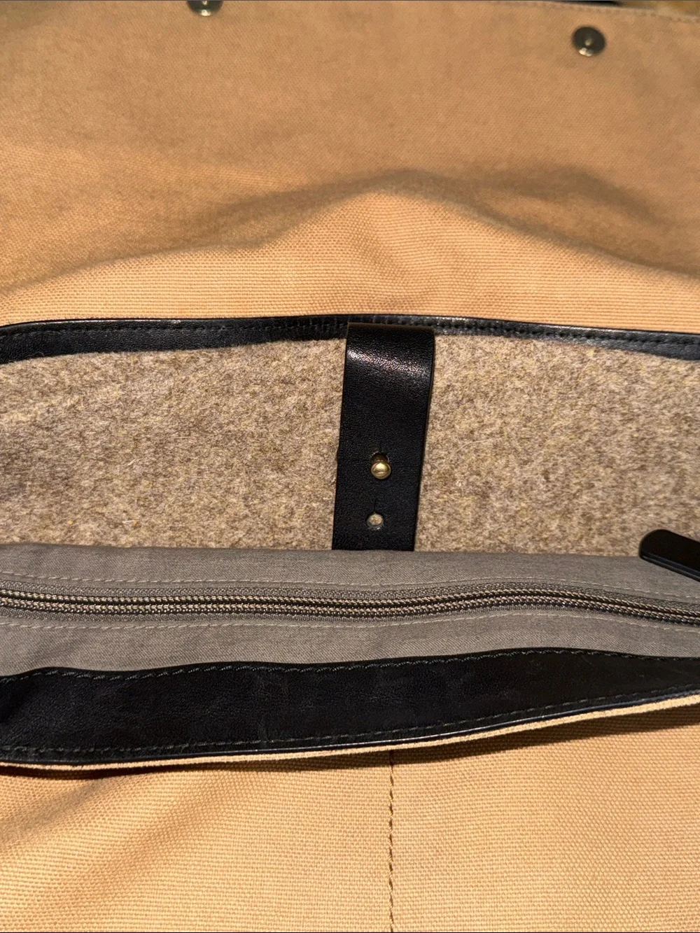 Skagen Tan Canvas Messenger Bag with Black Straps